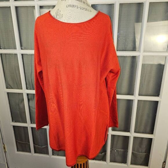 Eileen Fisher Womens Red Wool Blend Tunic Sweater XL - Picture 1 of 3